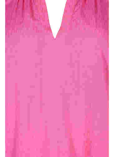 Kortermet bluse i viskose med V-hals, Shocking Pink, Packshot image number 2