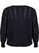 Langermet strikket bluse med et åpent mønster, Black, Packshot image number 1