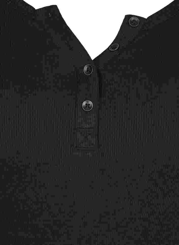 Langermet genser i en ribbet struktur med knapper, Black, Packshot image number 2