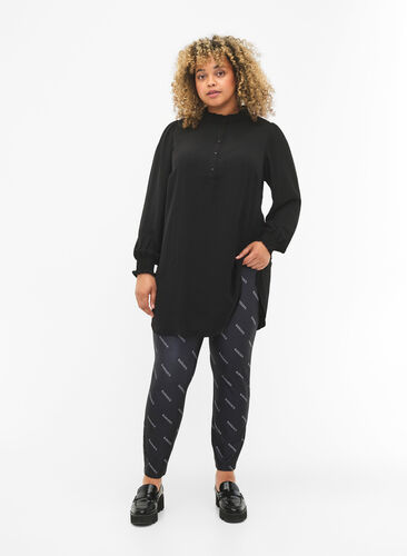 Tunika med vaffelsøm, Black, Model image number 2