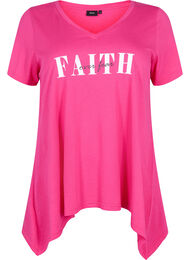 T-skjorte av bomull med korte ermer, Shocking Pink FAITH