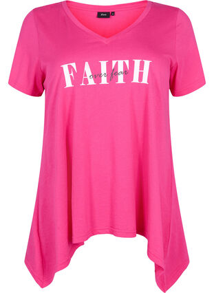 T-skjorte av bomull med korte ermer, Shocking Pink FAITH, Packshot image number 0