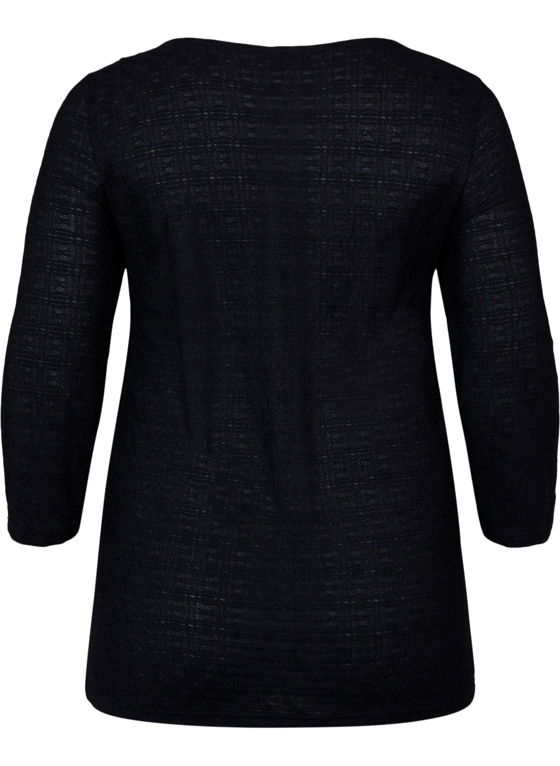 Zizzi Stramtsittende bluse med rynke-detaljer, Black, Packshot image number 1