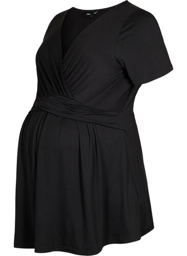 Kortermet bluse til gravide, Black, Packshot image number 0