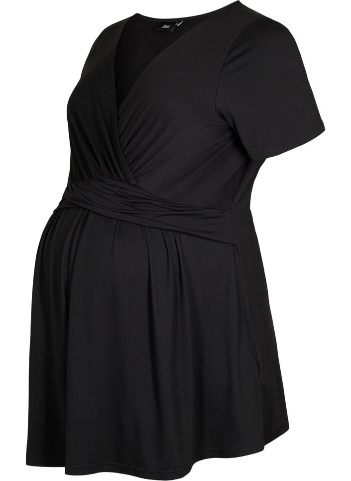 Kortermet bluse til gravide, Black, Packshot image number 0