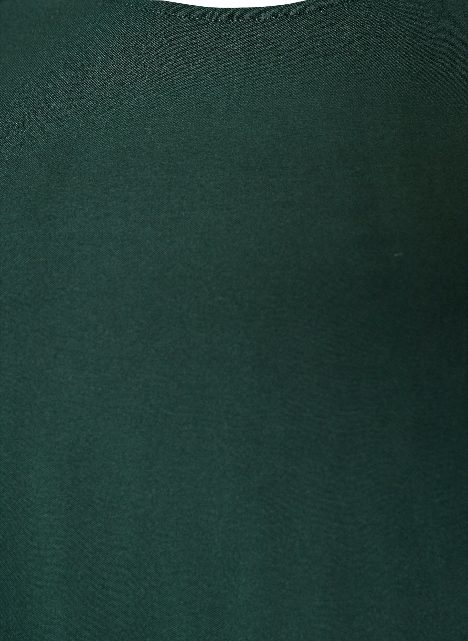 ZizziVevet bluse med korte ermer og rund hals, Gr&oslash;nn, Packshot image number 2