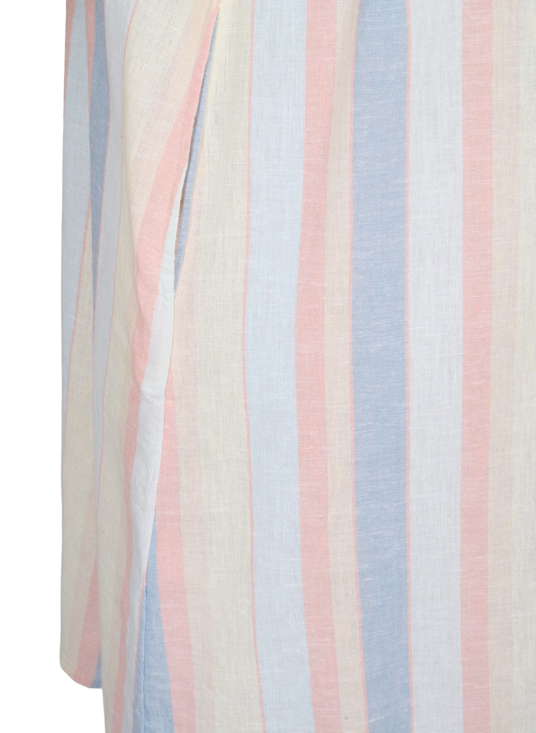 Zizzi Kort kjole i bomullsblanding med lin, Multi Color Stripe, Packshot image number 3