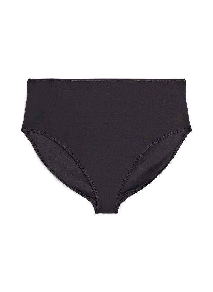 Ensfarvet bikinitruse med h&oslash;y midje, Svart, Packshot image number 0