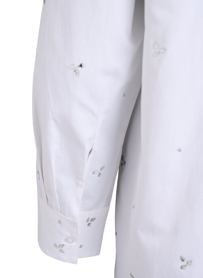 Skjorte med rhinesteiner, Hvit, Packshot image number 4