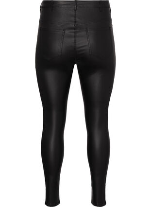 Coated Amy jeans med glidelåsdetaljer	, Black, Packshot image number 1