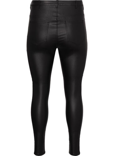 Coated Amy jeans med glidelåsdetaljer	, Black, Packshot image number 1