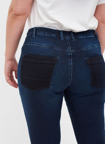 Super slim Amy jeans med høyt liv, Dark blue, Model image number 3