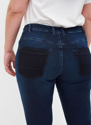 Super slim Amy jeans med høyt liv, Dark blue, Model image number 3