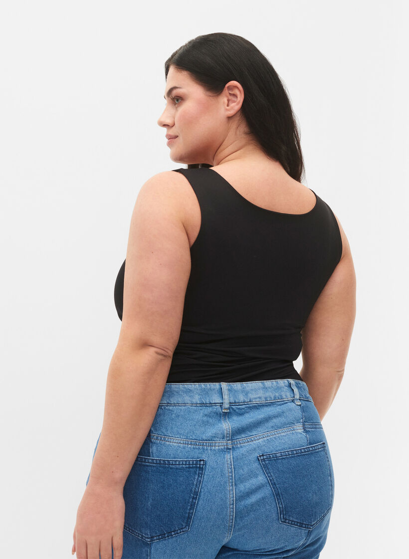 Vendbar topp i stretch, Black, Model image number 1