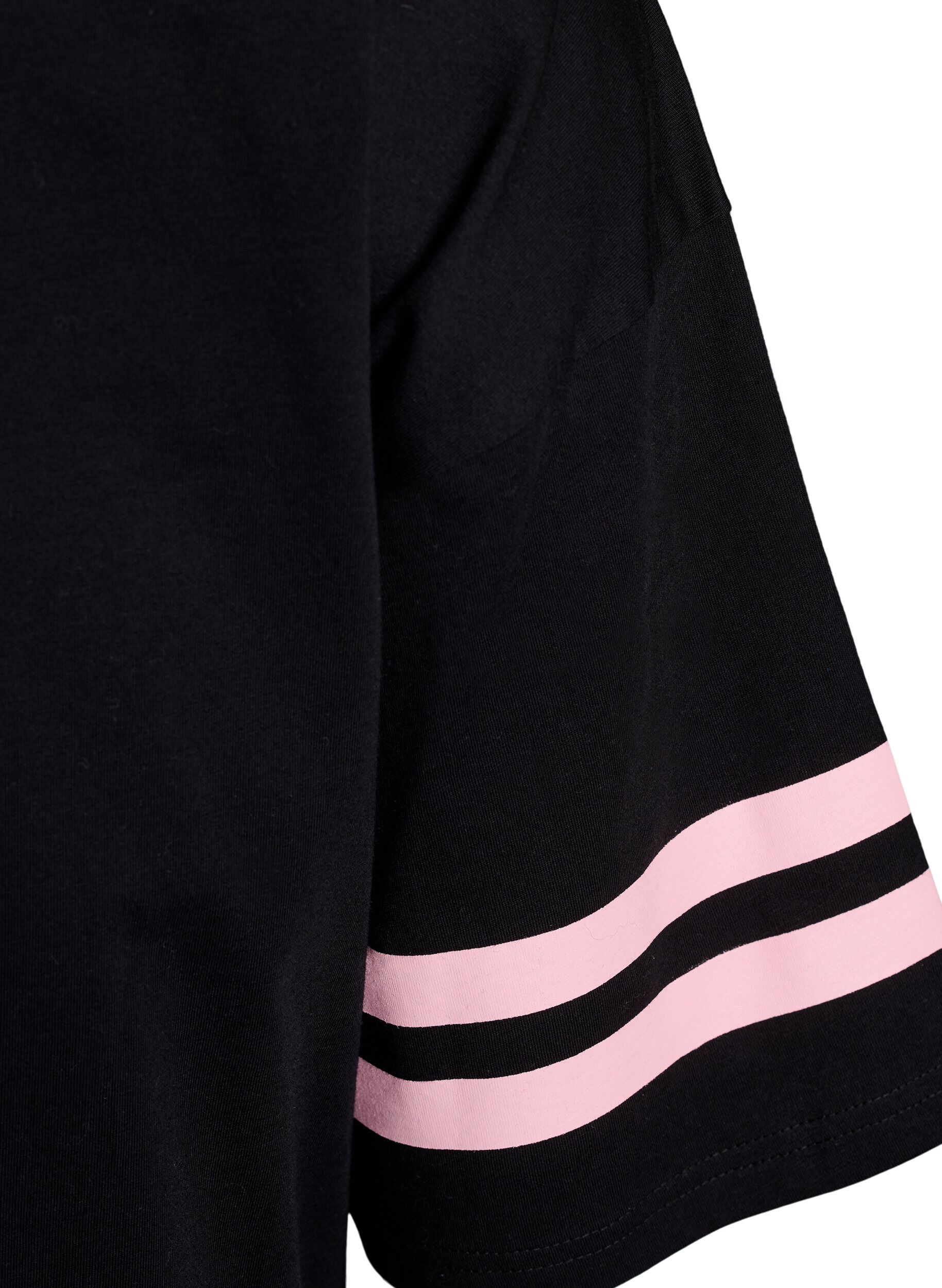 Zizzi Sporty oversized college T-skjorte, Svart, Packshot image number 3