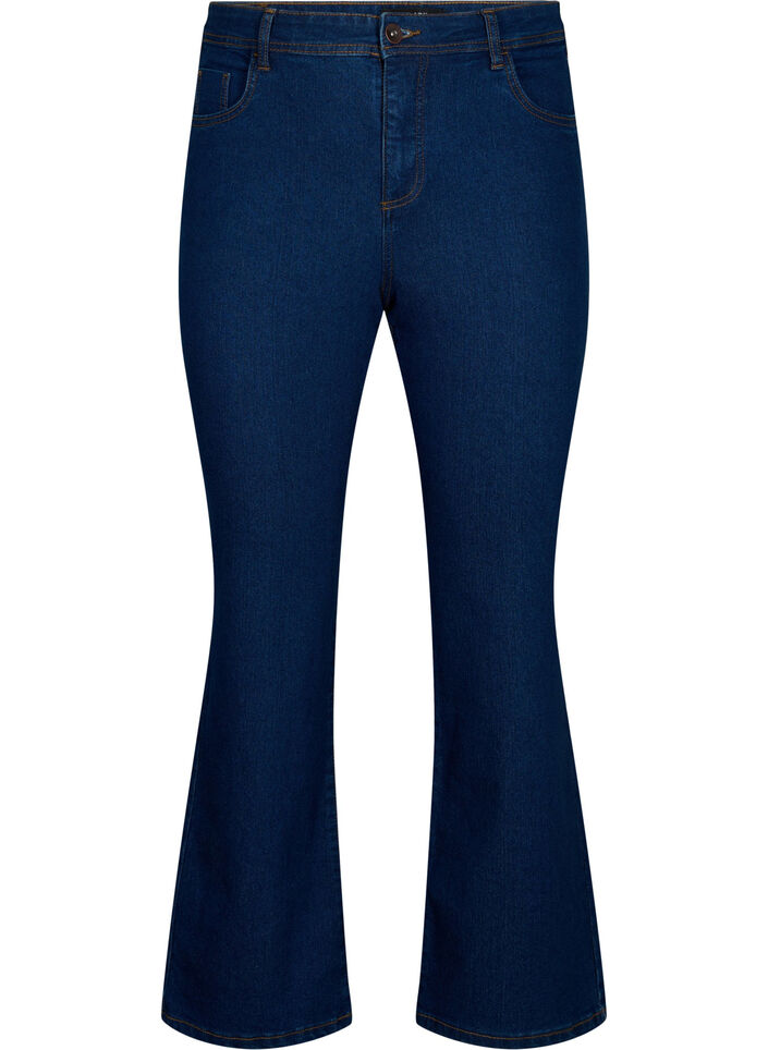H&oslash;ytlivs jeans med bootcut, Bl&aring;, Packshot image number 0