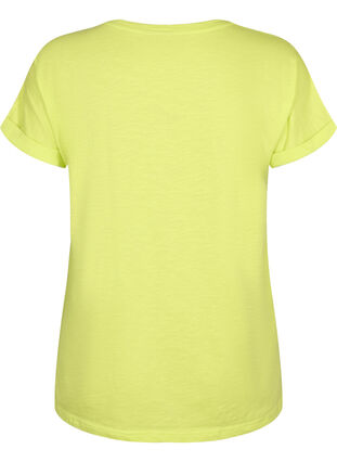 T-skjorte med trykk i økologisk bomull, Wild Lime w. Navy, Packshot image number 1