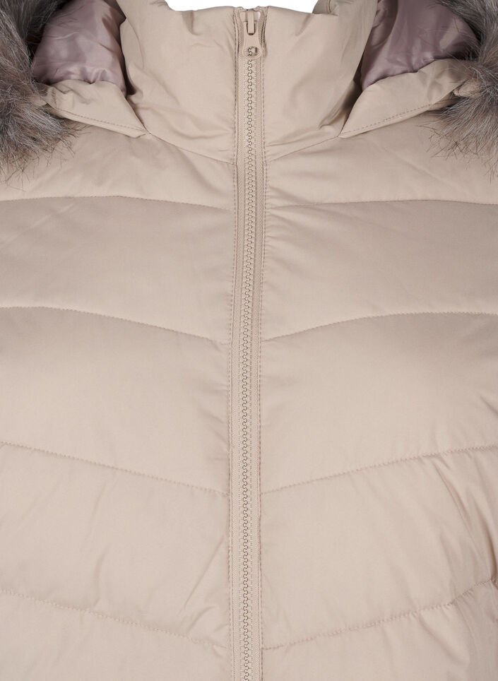 Kort boblejakke med hette, Beige, Packshot image number 2