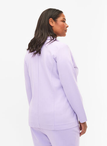 Enkel blazer med knapp og pyntelommer, Purple Rose, Model image number 1