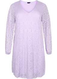 Blondekjole med V-hals og lange ermer, Pastel Lilac