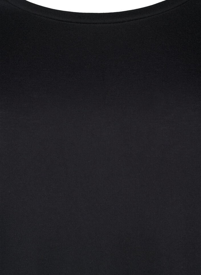 Langermet bluse i ull og viskose, Svart, Packshot image number 2