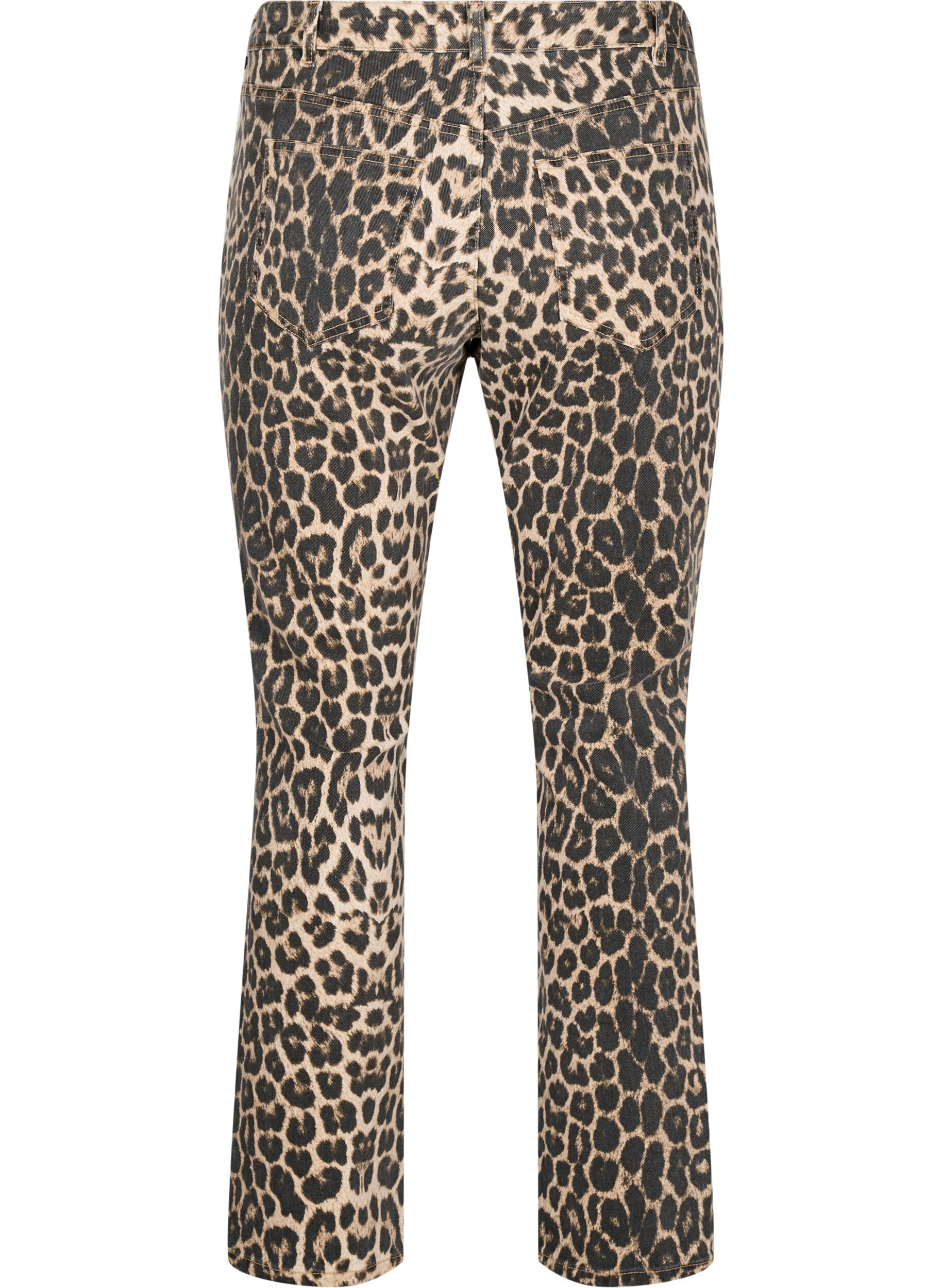 Zizzi Emily jeans med leopardtrykk, Brun, Packshot image number 1