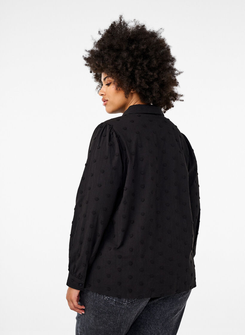 Skjorte med krage og påsydde hjerter, Svart, Model image number 2