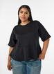 Peplumbluse med albuelange ermer, Svart, Model image number 0