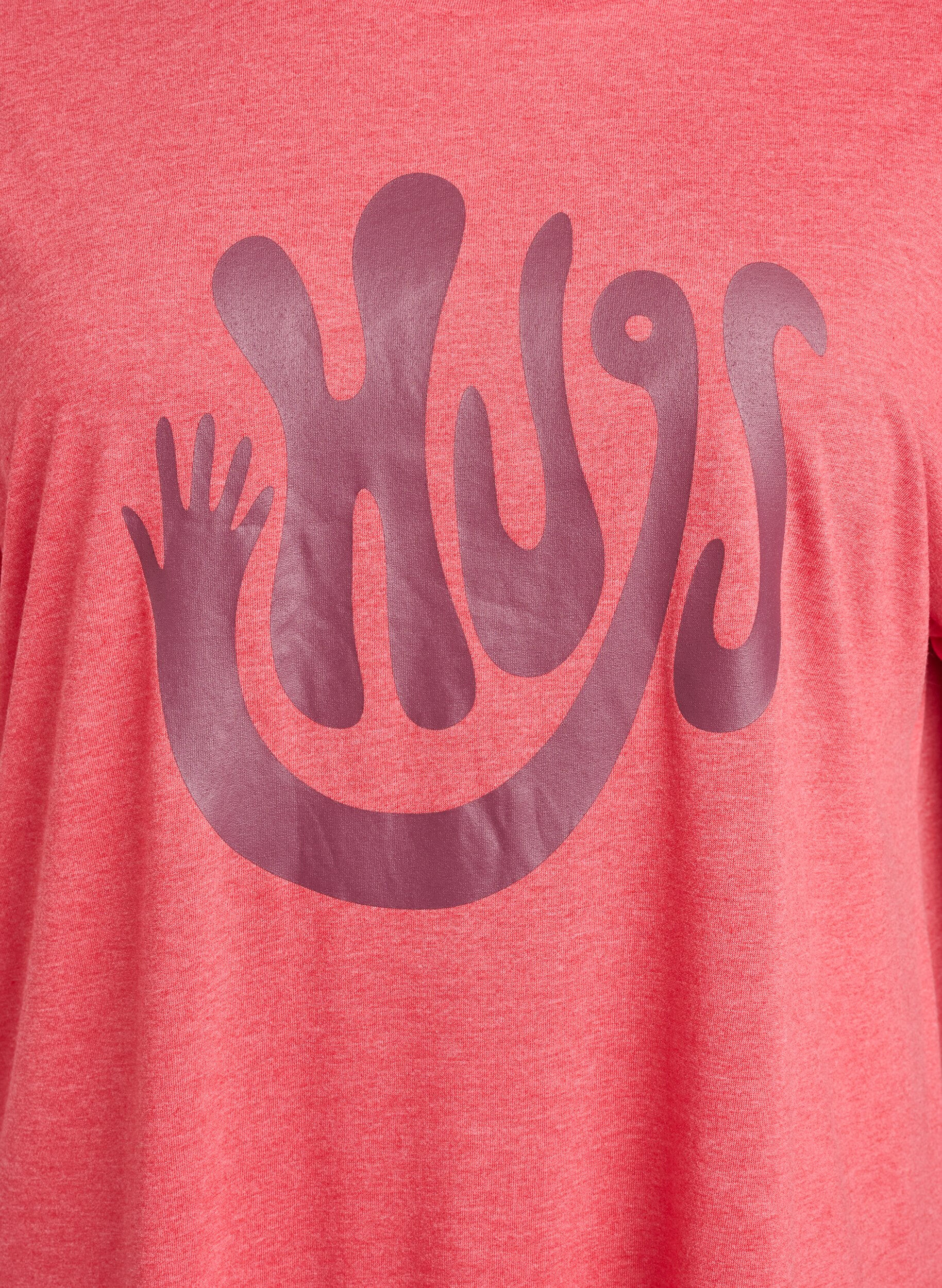 Zizzi Nattkjole med korte ermer og tekstprint, R&oslash;d, Packshot image number 2