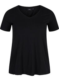 Basis T-skjorte med V-hals, Black, Packshot