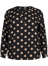 FLASH - bluse med lange ermer og trykk, Black Brown Dot