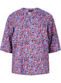 Bluse med 3/4-ermer og trykk