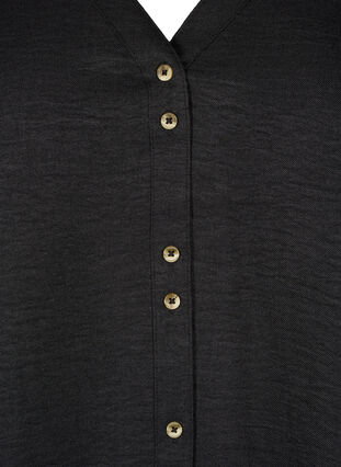 Zizzi Skjortebluse med V-hals eog korte ermer, Svart, Packshot image number 2