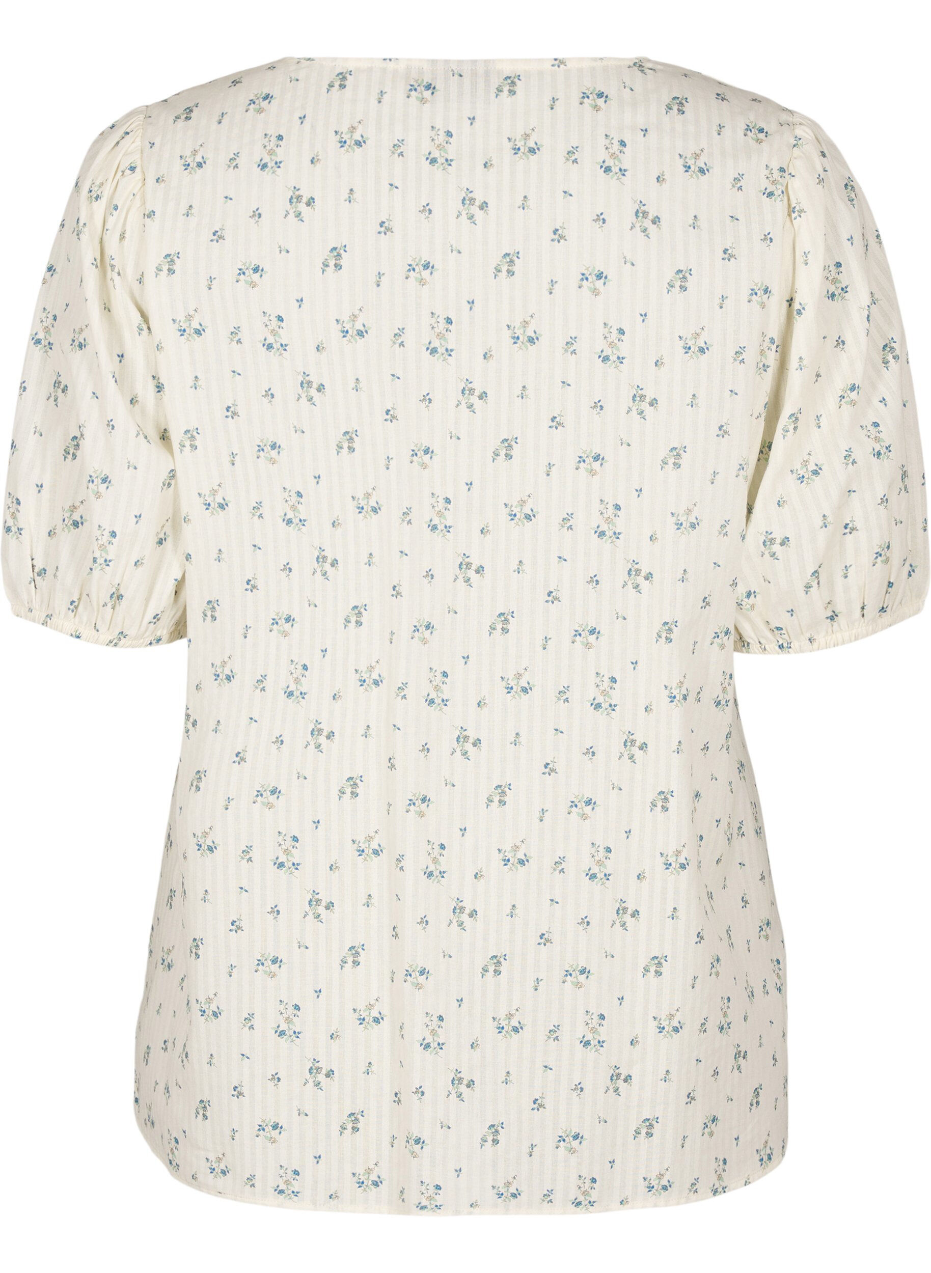 Zizzi Bluse med korte puff-ermer og rynkedetaljer, Hvit, Packshot image number 1