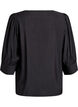 Bluse med V-hals og 3/4-ermer, Svart, Packshot image number 1