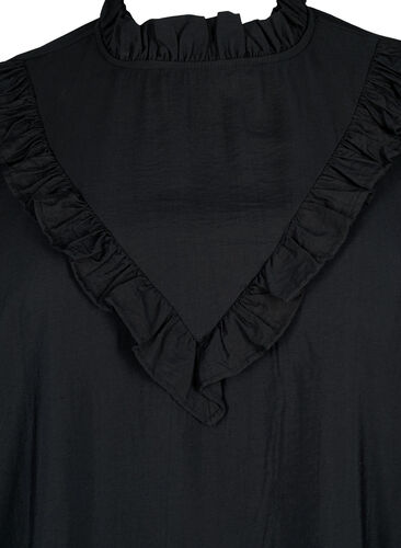 Bluse i viskose med volanger, Black, Packshot image number 2
