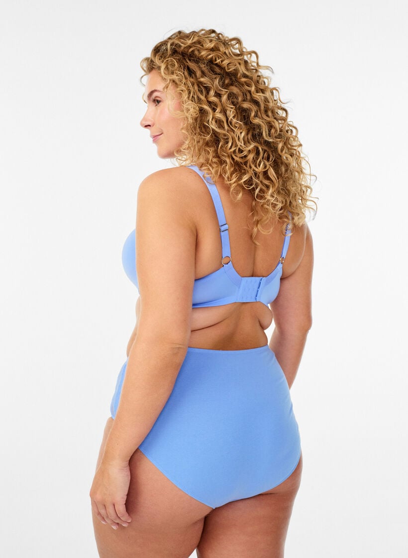 Bomullstruser med blonder paneler, Bl&aring;, Model image number 1