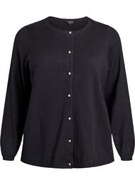 Cardigan med runde knapper, Svart