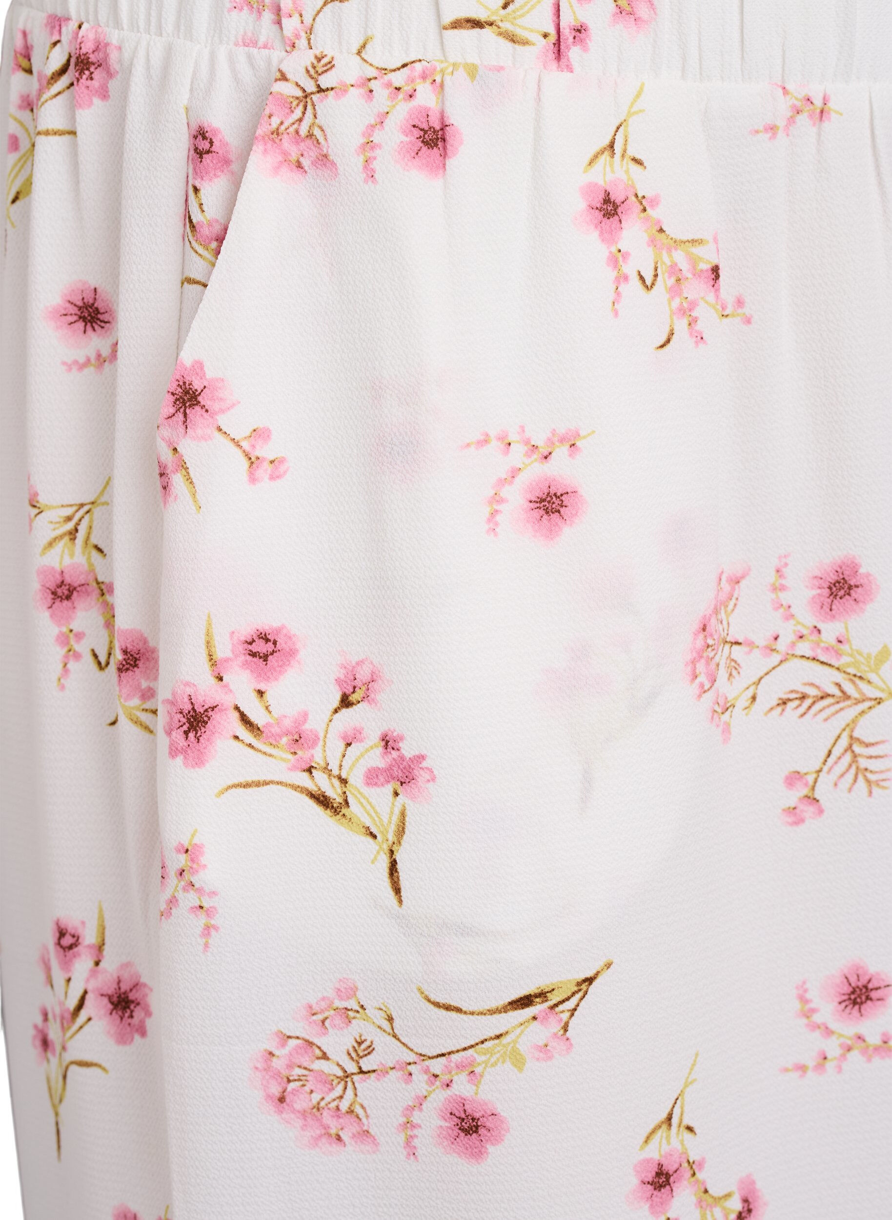 Zizzi Culottebukser med m&oslash;nster, Hvit, Packshot image number 2