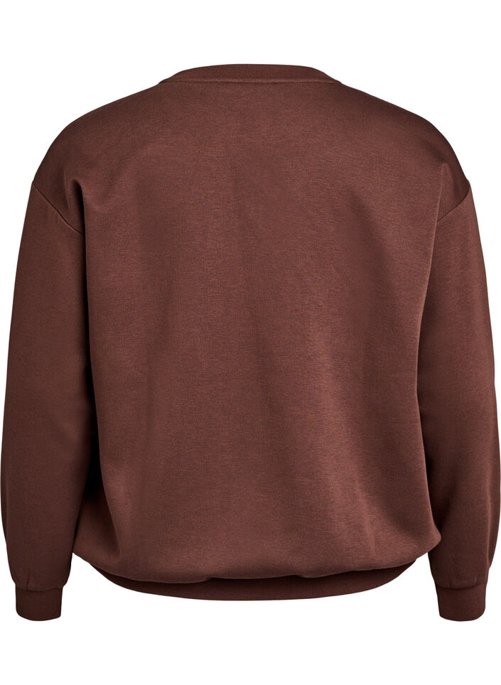 Genser med brodert tekst, Brun, Packshot image number 1