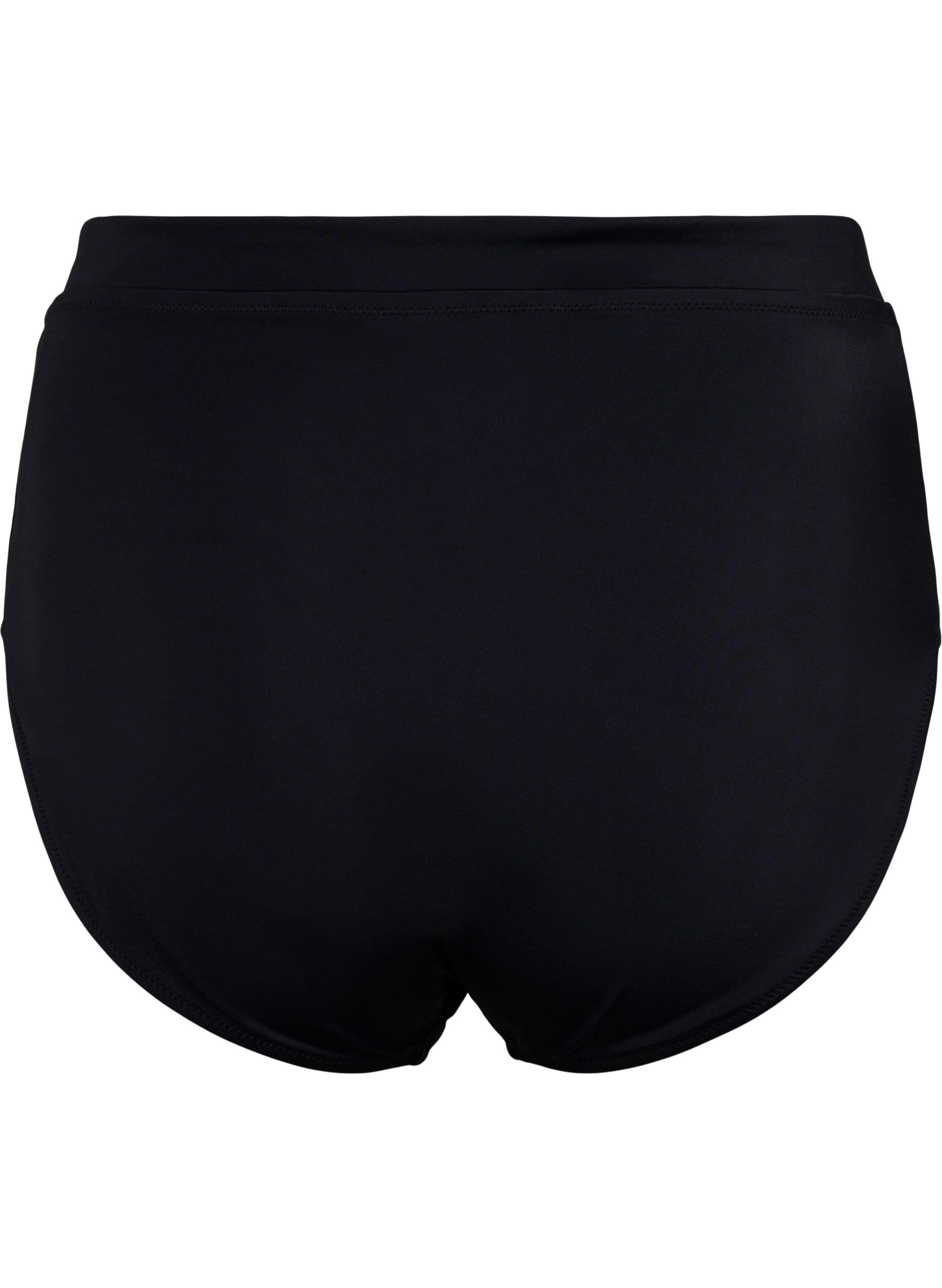 Zizzi Ensfarget bikinitruse med h&oslash;yt liv, Black, Packshot image number 1