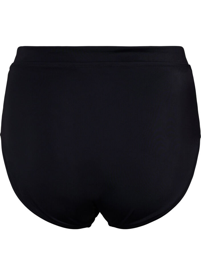 Ensfarget bikinitruse med høyt liv, Black, Packshot image number 1