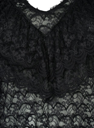 Kortermet bluse med volanger, Black, Packshot image number 2