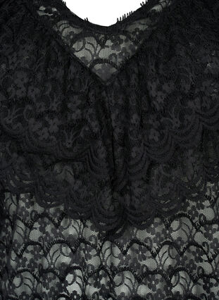 Zizzi Kortermet bluse med volanger, Svart, Packshot image number 2