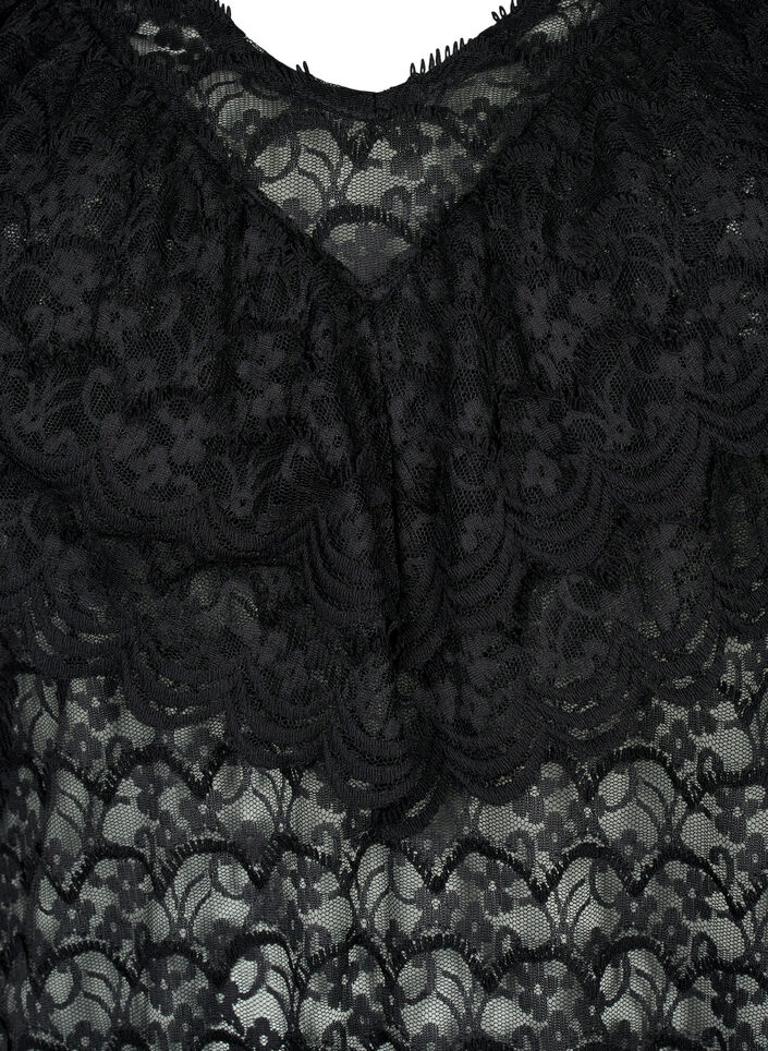 Kortermet bluse med volanger, Svart, Packshot image number 2
