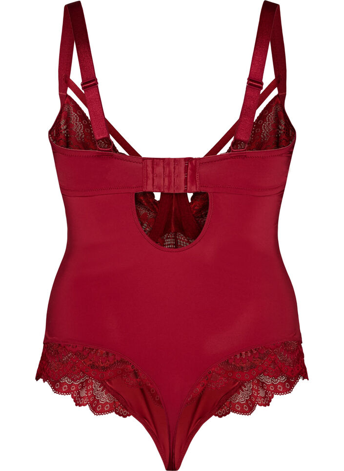 Underwired blondebody med stroppdetalj, R&oslash;d, Packshot image number 1