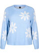Strikket bluse med blomster, Della R. Blue Comb, Packshot image number 0