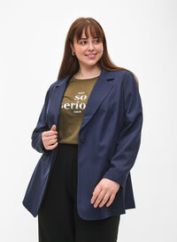 FLASH - Enkel blazer med knapp, Navy Blazer, Model