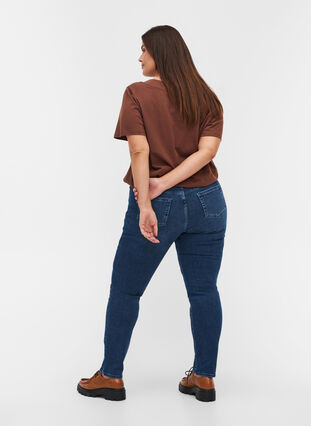 Ekstra slim Sanna jeans med normal høyde i livet, Blue denim, Model image number 1