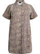 Kort denim skjortekjole med slangeprint, Brun, Packshot image number 0